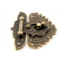 Замок накладка для шкатулок 59х69 мм, цвет античная бронза