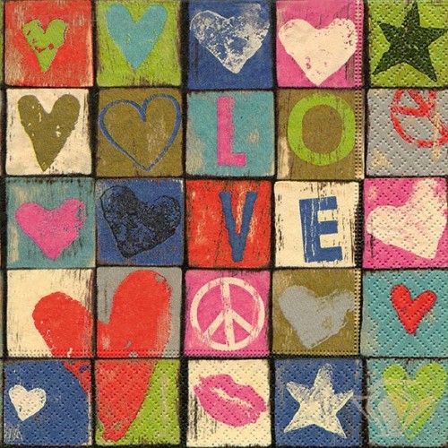 Салфетка для декупажа Love, 33х33 см