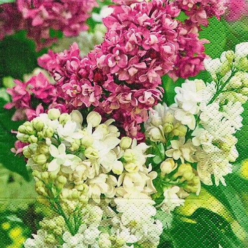 Салфетка для декупажа Лиловая и белая сирень, 33х33 см