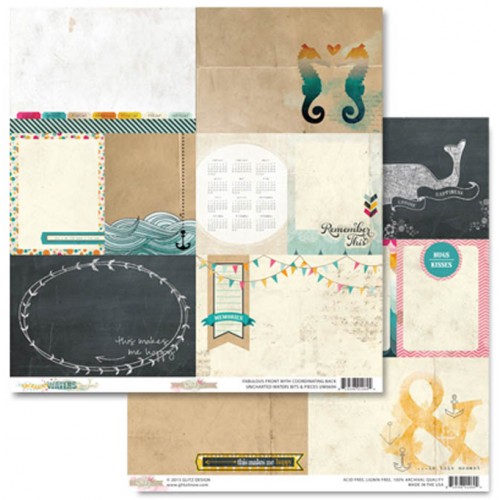 Бумага двухсторонняя для скрапбукинга Море, 30х30 см, Glitz Design