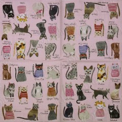 Салфетка для декупажа IHR-201080 "Кошки", 33х33 см, Германия