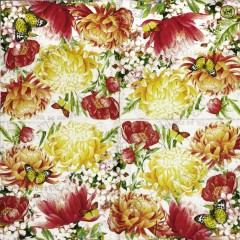 Салфетка для декупажа IHR-201081 "Хризантемы и георгины", 33х33 см, Германия