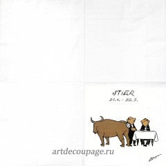 Салфетка для декупажа IHR-201155 "Знаки зодиака - Телец", 33х33 см, Германия