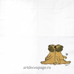 Салфетка для декупажа IHR-201163 "Романтические бульдоги", 33х33 см, Германия