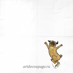 Салфетка для декупажа IHR-201164 "Счастливый бульдог", 33х33 см, Германия