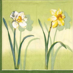 Салфетка для декупажа IHR-201201 "Нарциссы на салатовом", 33х33 см, Германия