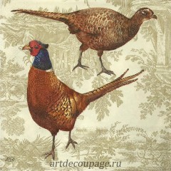 Салфетка для декупажа IHR-201216 "Фазаны", 33х33 см, Германия