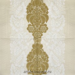 Салфетка для декупажа IHR-201332 "Цветочный золотой орнамент", 33х33 см, Германия