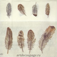 Салфетка для декупажа IHR-201466 "Перья", 33х33 см, Германия