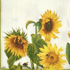 Салфетка для декупажа IHR-201467 "Подсолнухи", 33х33 см, Германия