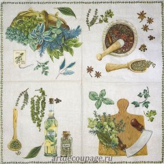 Салфетка для декупажа IHR-201503 "Пряные травы и специи", 33х33 см, Германия