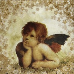 Салфетка для декупажа IHR-102652 "Ангелы среди цветов", 33х33 см, Германия