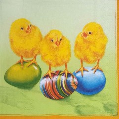 Салфетка для декупажа IHR-201084 "Цыплята и пасхальные яйца", 33х33 см, Германия