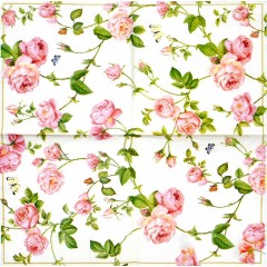 Салфетка для декупажа IHR-310925 "Плетистые розы и бабочки",  33х33 см, Германия