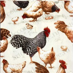 Салфетка для декупажа, IHR-518460, "Жизнь на ферме, кремовый",  33х33 см, Германия