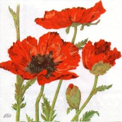 Салфетка для декупажа IHR-201340 "Красные маки", 33х33 см, Германия