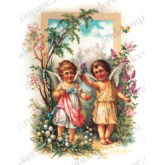 Рисовая бумага Love2Art 0074, "Ангелы и ландыши", 32х45см, Kalit (Италия)