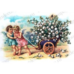 Рисовая бумага Love2Art 0074, "Ангелы и ландыши", 32х45см, Kalit (Италия)