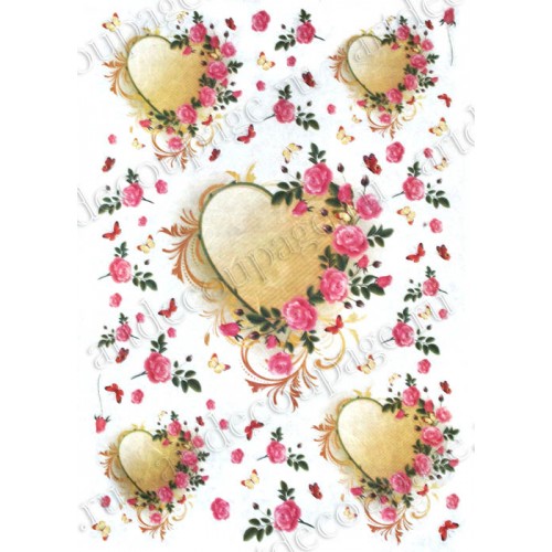 Рисовая бумага Love2Art 0106, "Сердца в цветах", 32х45см, Kalit (Италия)
