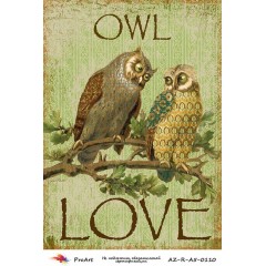 Рисовая бумага R-A5-0110-1 "Owl Love", формат А5, ProArt (Россия)