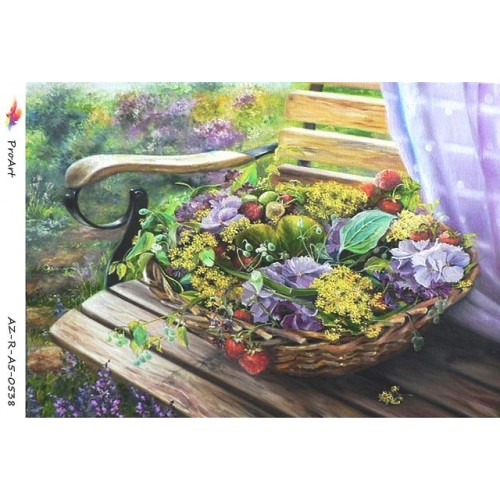 Рисовая бумага для декупажа Корзина с цветами, формат А5, ProArt 