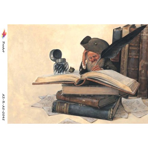 Рисовая бумага для декупажа Гном и книги, формат А5, ProArt 