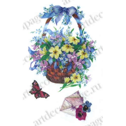 Рисовая бумага для декупажа Корзины с цветами, 35х50 см, Renkalik 