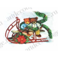 Рисовая бумага для декупажа Renkalik 230 "Санта Клаус и медвежонок", 35х50 см