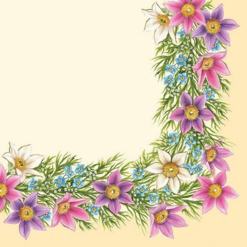 Салфетка для декупажа Весенние цветочки, 33х33 см, POL-MAK