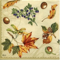 Салфетка для декупажа SLOG008901 "Листья и ягоды", 33х33 см