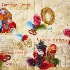 Салфетка для декупажа SLOG017601 "Карнавал в Венеции, маски", 33х33 см
