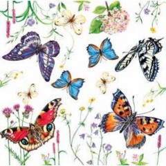 Салфетка для декупажа SLOG025801 "Бабочки и цветы", 33х33 см