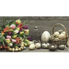 Салфетка для декупажа SLWL006601 "Тюльпаны и птичьи яйца", 33х33 см, POL-MAK