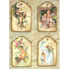 Бумага для скрапбукинга двусторонняя "Теги с ангелами", Stamperia, 30х30 см