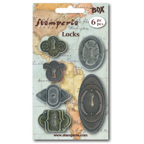 Декоративные металлические Замки, Stamperia, 6 шт