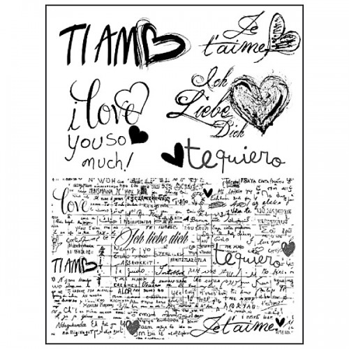 Набор резиновых штампов "I love you writing", 6 шт., Stamperia