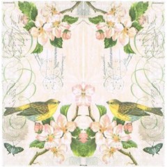 Салфетка для декупажа HF13305890 "Птицы и цветы", 33х33 см, Голландия
