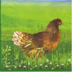 Салфетка для декупажа "Петух и курица", 33х33 см, Голландия