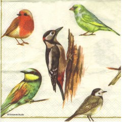 Салфетка для декупажа "Птицы и черешня", 33х33 см, Германия