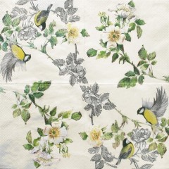 Салфетка для декупажа "Шиповник и птицы", 33х33 см, Германия