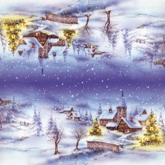 Салфетка для декупажа "Новогодняя деревня", 33х33 см, Германия