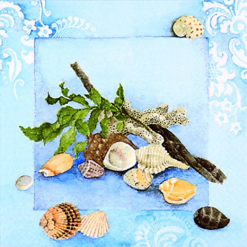 Салфетка для декупажа Морские раковины, 33х33 см, Германия