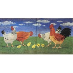 Салфетка для декупажа "Куриное семейство", 33х33 см, Германия