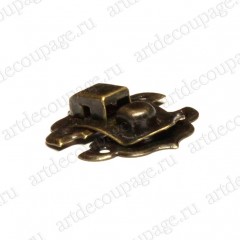 Замок для шкатулок 28х31 мм, цвет античная бронза