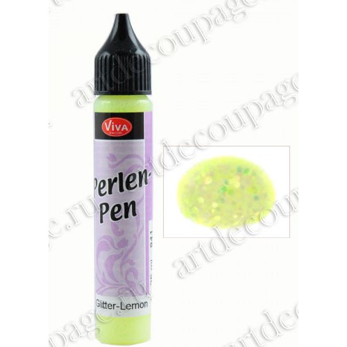 Краска для создания жемчужин Viva Perlen Pen Glitter, цвет 941 блестки лимонный, 25 мл