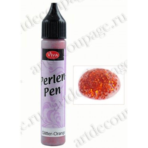 Краска для создания жемчужин Viva Perlen Pen Glitter, цвет 944 блестки оранжевый, 25 мл