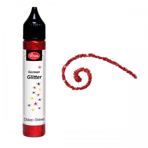  Контур с блестками German Glitter, цвет 401 красный блестки, Viva Decor (Германия)