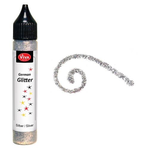  Контур с блестками German Glitter, цвет 902 серебро блестки, Viva Decor (Германия)