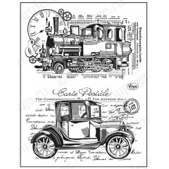 Штампы силиконовые Viva Decor Silikon Stempel D100 "Автомобиль и паровоз" коллекция Мужская тема