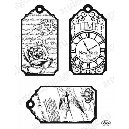 Штампы силиконовые Viva Decor Silikon Stempel D123 Бирки, время, 14х18 см